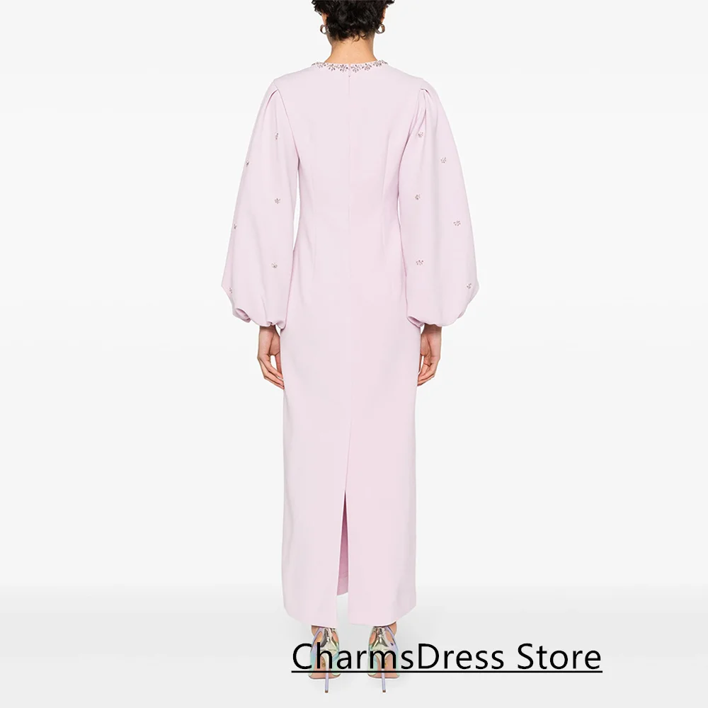 ใหม่มาถึงชุดราตรีที่กําหนดเองรอบคอพัฟแขนคริสตัลข้อเท้าความยาว Arabian Party ชุดอย่างเป็นทางการ Prom Dresses