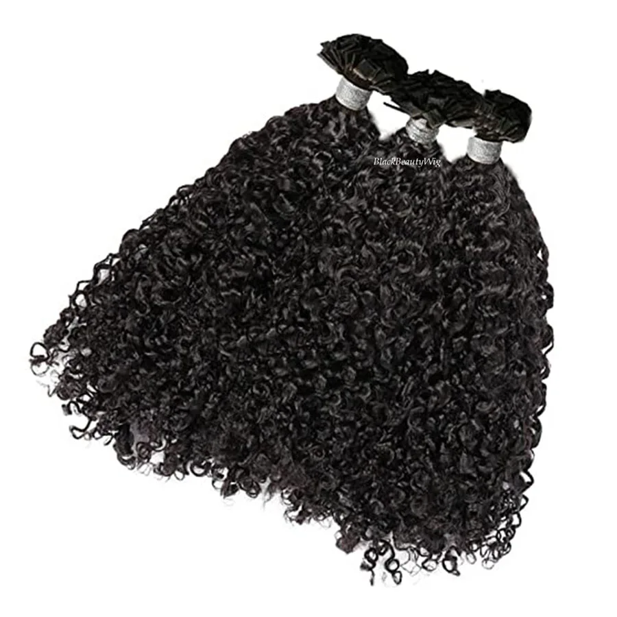 مجعد طرف مسطح وصلات شعر شعر بشري ماليزي قبل المستعبدين K تلميح وصلة إطالة شعر طبيعي وقح مجعد الكيراتين الانصهار الشعر 100 قطعة