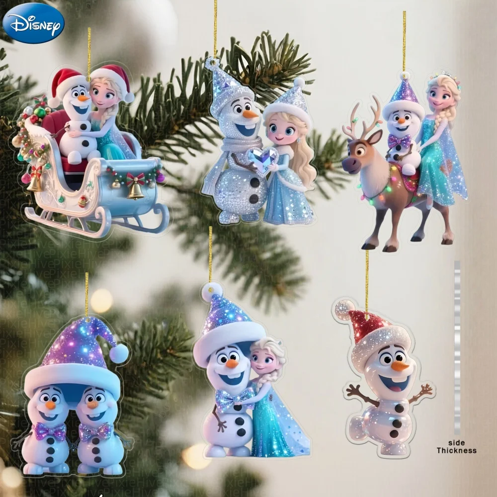 1/6 قطعة ديزني فروزن إلسا أنيمي الشكل شجرة عيد الميلاد الديكور المفاتيح الاكريليك عيد الميلاد الدعائم زينة هدايا عيد الميلاد