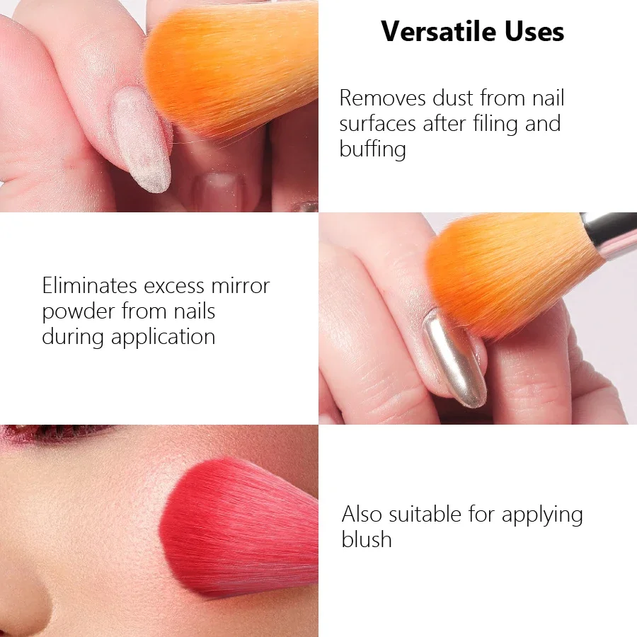 Multi-Purpose Nail Brush & Blush Brush, Soft Nail Dust Cleaner Brushes with Rhinestones Handle for Salon & Home DIY Manicure