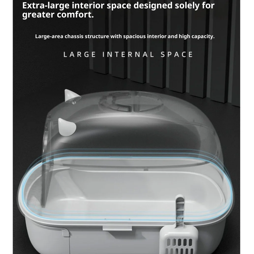 Caja de arena plegable cerrada para gatos y control olores - imagen 2