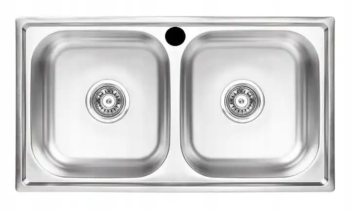 Kitchen sink steel recessed 2-way 78x43 cm