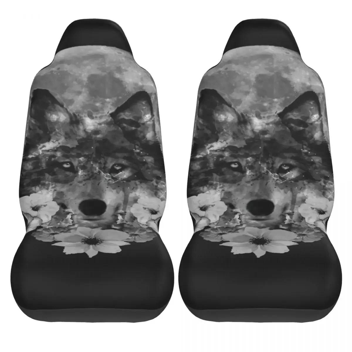 Wolf Car Seat Cover Custom Printing Universal Front Protector Accessories Cushion Set