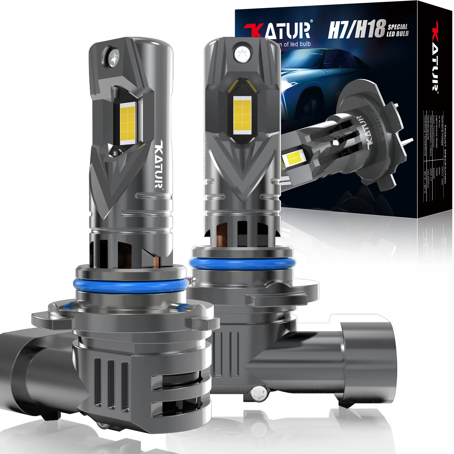 Katur 2x 9012 HIR2 Type Super Bright High Power 20000 Lumen Standard Socket Base Bulb For Headlight Low Beam High Beam Light