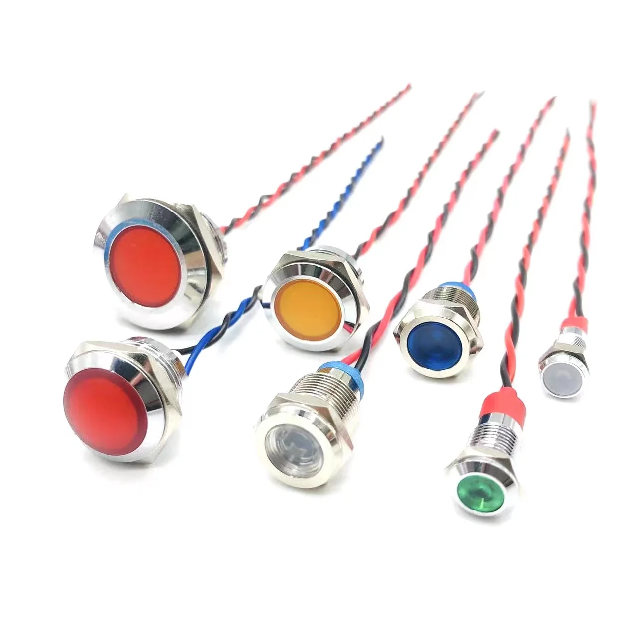 6/8/10/12/16/19/22MM LED Metal Indicator Light Waterproof Signal Light With Wire 3V 5V6V12V 24V 220V Red/Yellow/Blue/Green/White