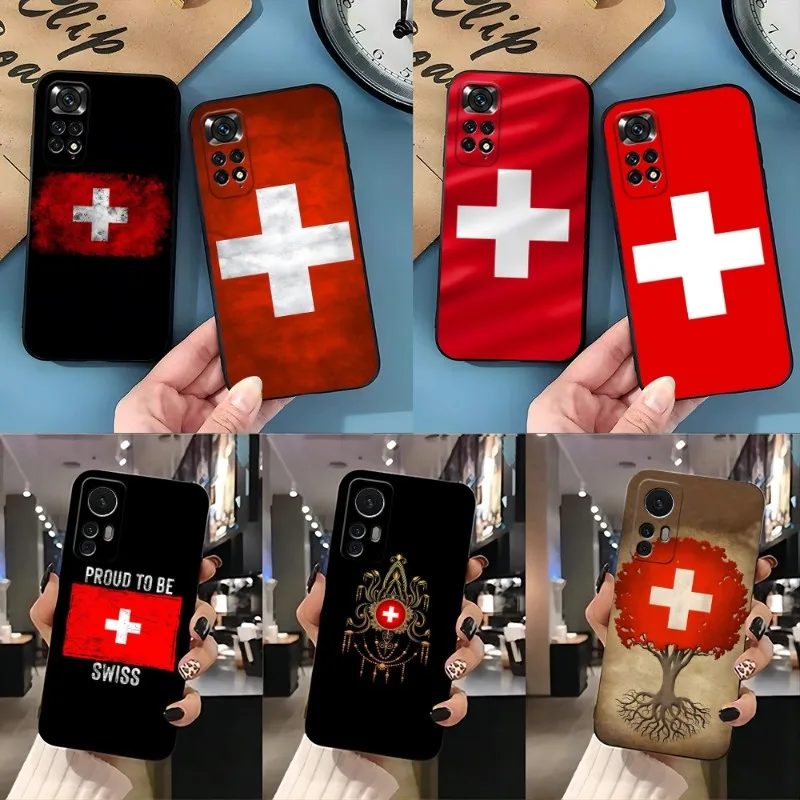 Swiss National Flag Phone Case For Xiaomi Note 10Pro POCOF3 X3 GT M3 M4Pro X4Pro Redmi Note 11 11T 10 Pro Plus POCO X3 NFC Cover