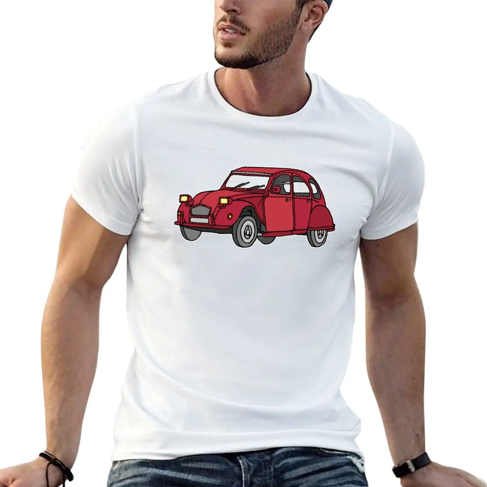 

Red 2CV (deux chevaux) car T-Shirt t shirt man luxury t shirt man designer T-Shirt