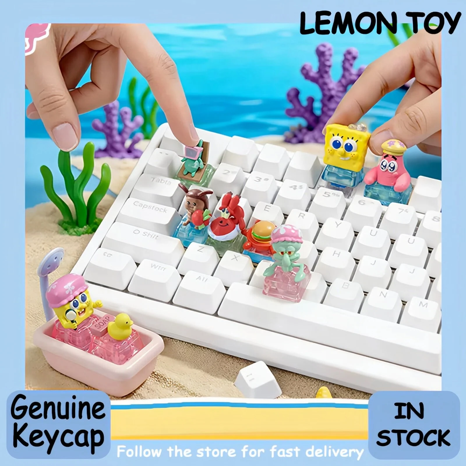 

SpongeBob SquarePants 3D Keycap Blind Box Official Movie Peripheral Mr Krabs Squidward Figurine For Mechanical Keyboard