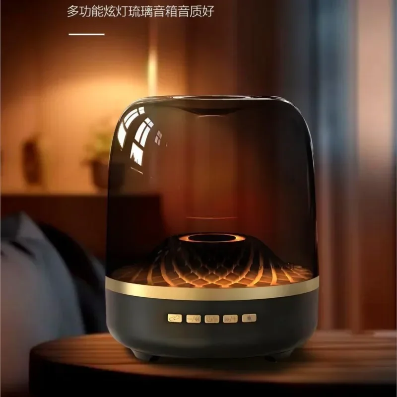 New Glass Fourth-generation Speaker Portable Subwoofer Wireless Bluetooth Atmosphere Lamp Speaker Support Bluetooth TF Model