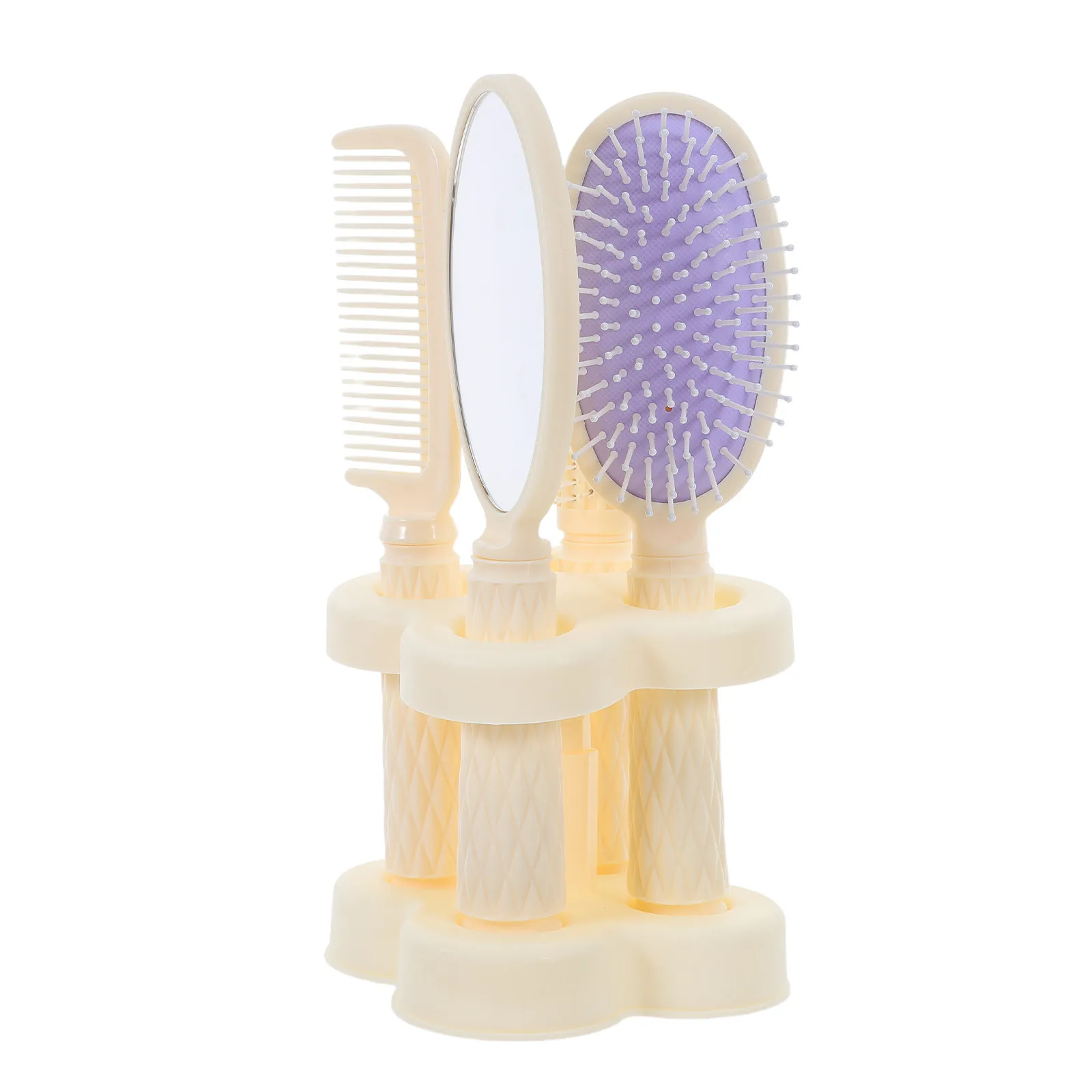 

4Pcs Multifunctional Hair Comb Set Curling Detangling Massage Brush Mirror Hairstyling Tool for Women Travel Home Styling
