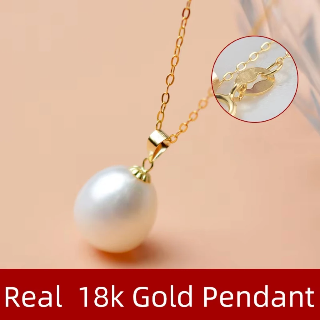 

Изысканное ювелирное изделие: колье-подвеска из желтого золота 18 карат с натуральным пресноводным жемчугом, au750, изысканный подарок для женщин X10024