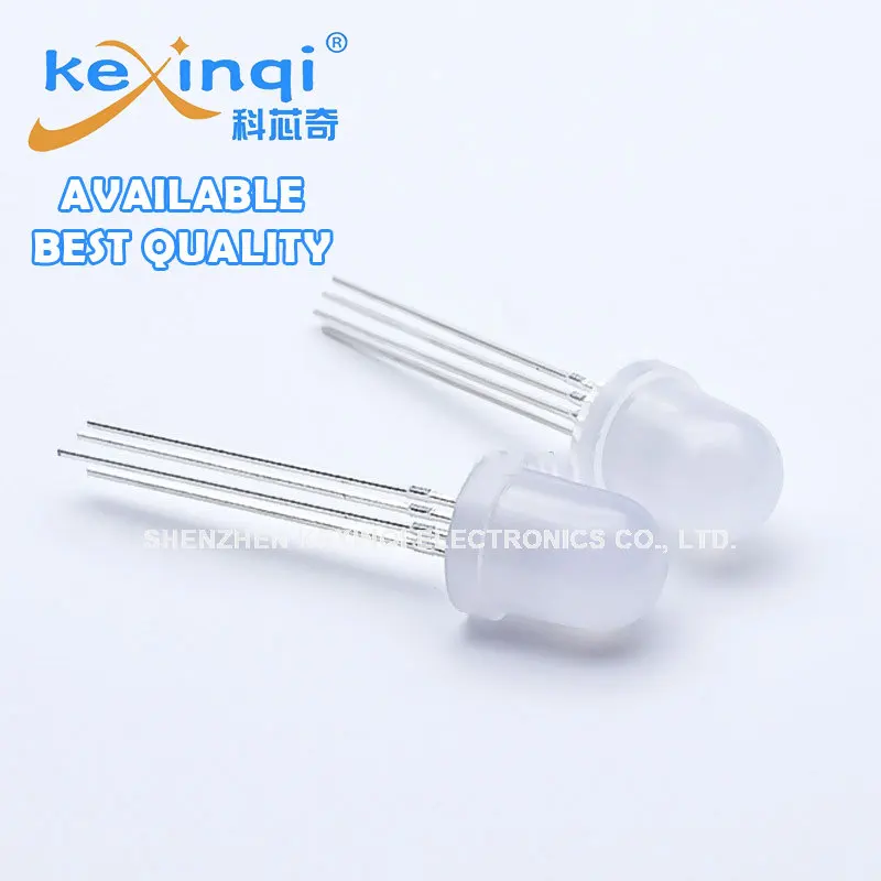 20pcs 8mm Led Diode RGB Light Emitting 4 Pin Common Anode Cathode Tricolor Multicolor Clear Diffused DIY PCB Lamp Bulb