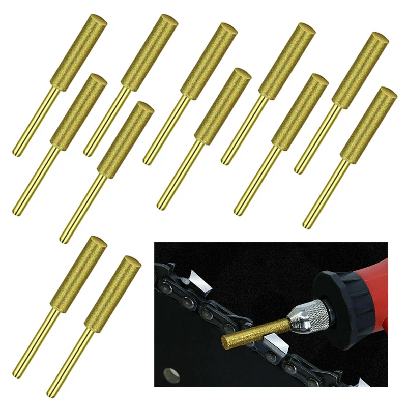 LETAOSK 12Pcs Emery 4mm Diamond Grinder Stone Chainsaw Sharpener Grinding Head Drill Bit Tool Fit for Polishing Jade Molds Steel