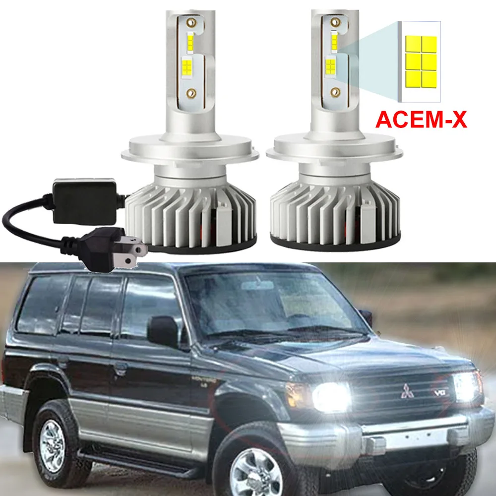 2Pcs Car Led Headlight Bulb For Mitsubishi Pajero Montero Shogun V20 NH NJ NK NL 1991-1999 High Low Beam LED Headlamp
