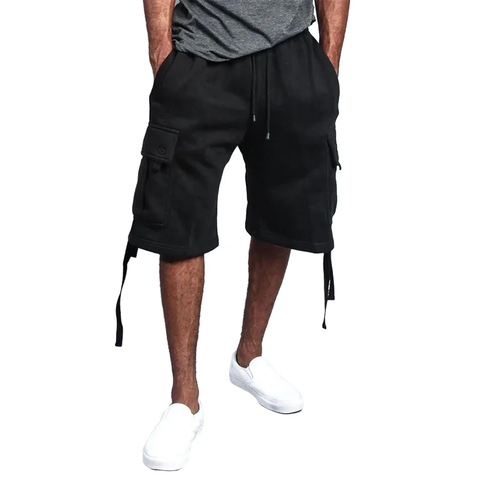 High Quality Shorts Pants Cargo Casual Drawstring Medium Waist Men Pocket Slacks Slight Stretch Holiday