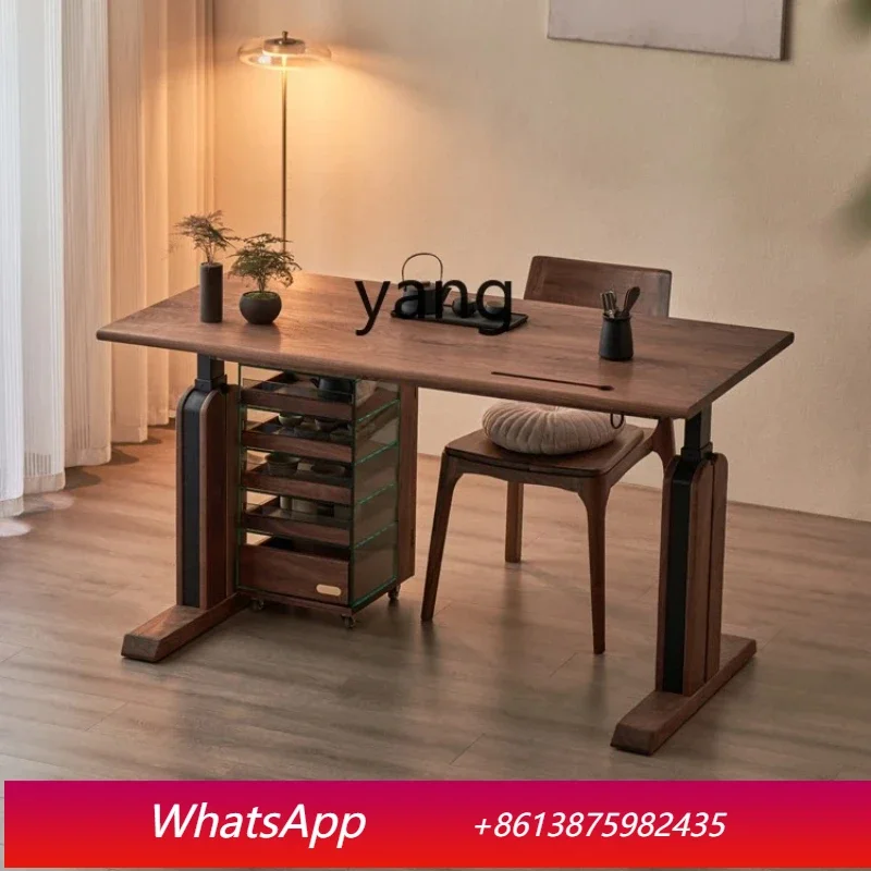 

LMM Solid Wood Electric Lifting Table Household Black Walnut Desk Workbench Computer Desk