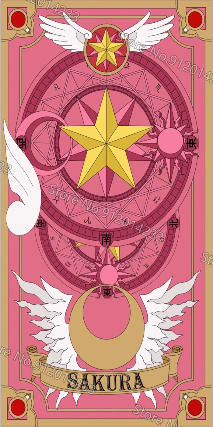 Tarot Card Metal Sign Cardcaptor Sakura Metal Plaque Cartoon Anime Cute Decorative Plate Home Decoration Club Bedroom Girl Gift