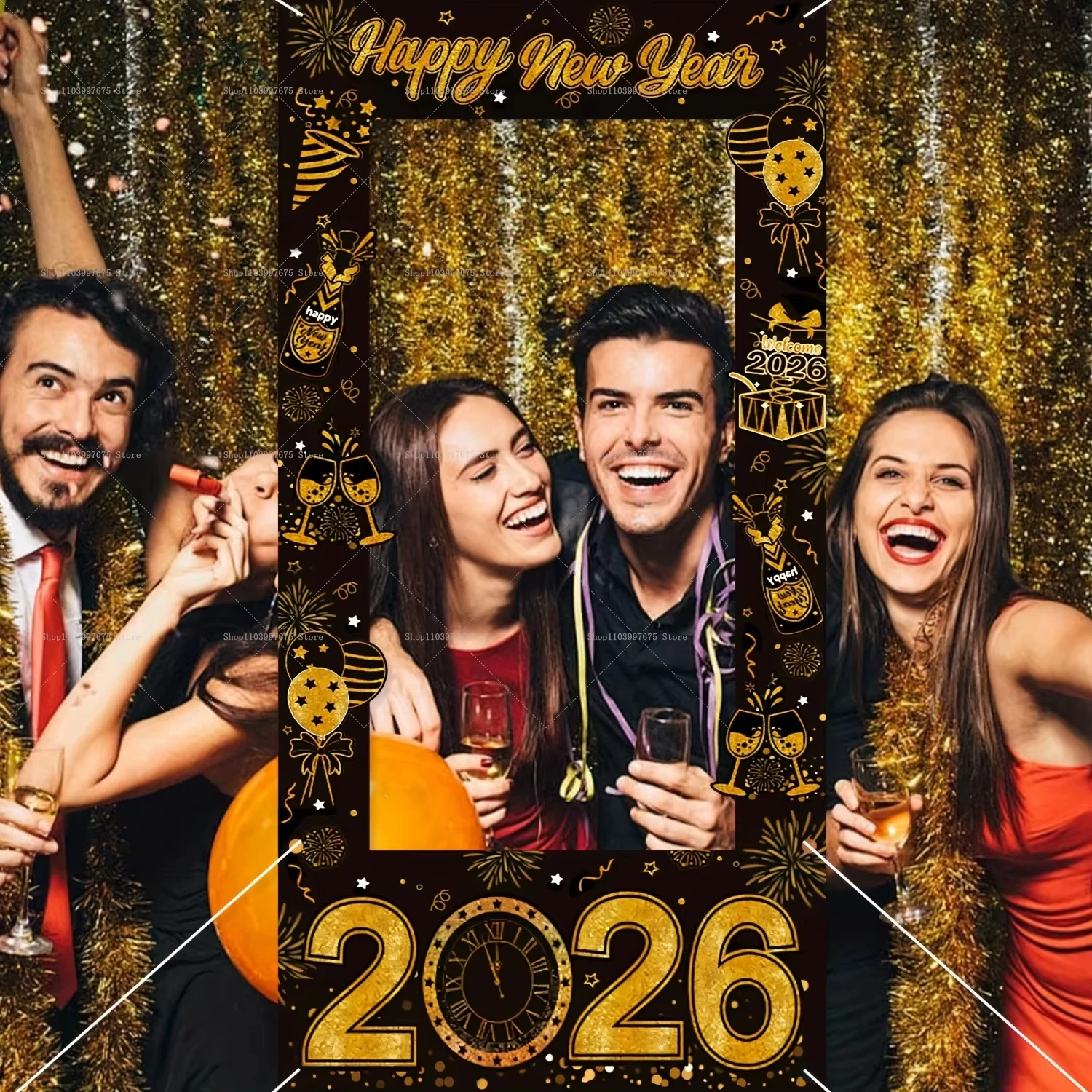 سنة جديدة سعيدة كابينة تصوير الإطار الدعائم 2026 سنة زينة الحفلات استوديو التصوير الدعائم لوازم الحفلات هدايا المهرجان