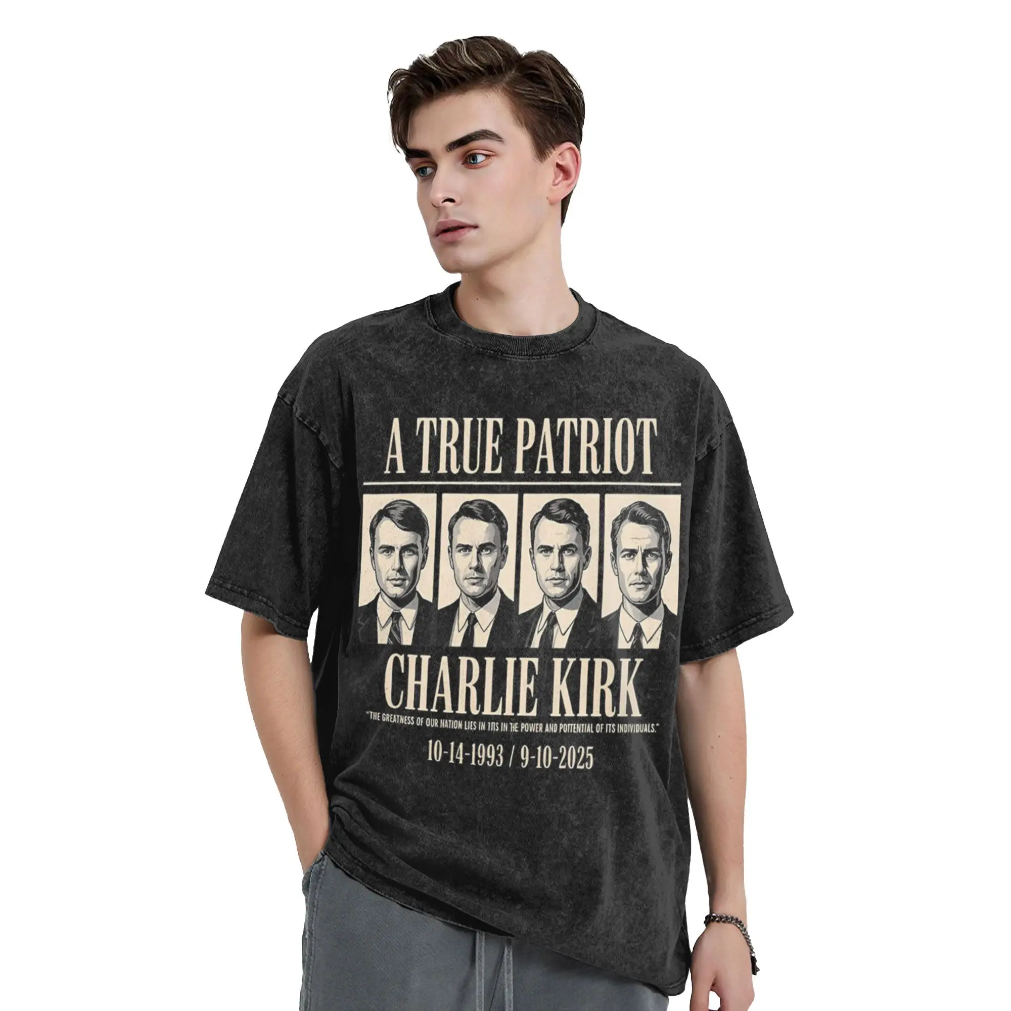 رجل تي شيرت تشارلي كيرك تبادل لاطلاق النار غسلها تي شيرت محب الصيف تيز الجمالية بسيطة ملابس كاجوال وصول جديد