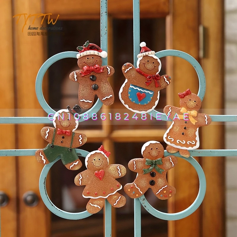 Gingerbread Man Fridge Magnets Magnetic Stickers New Year Christmas Home Atmosphere Decoration Resin Painting