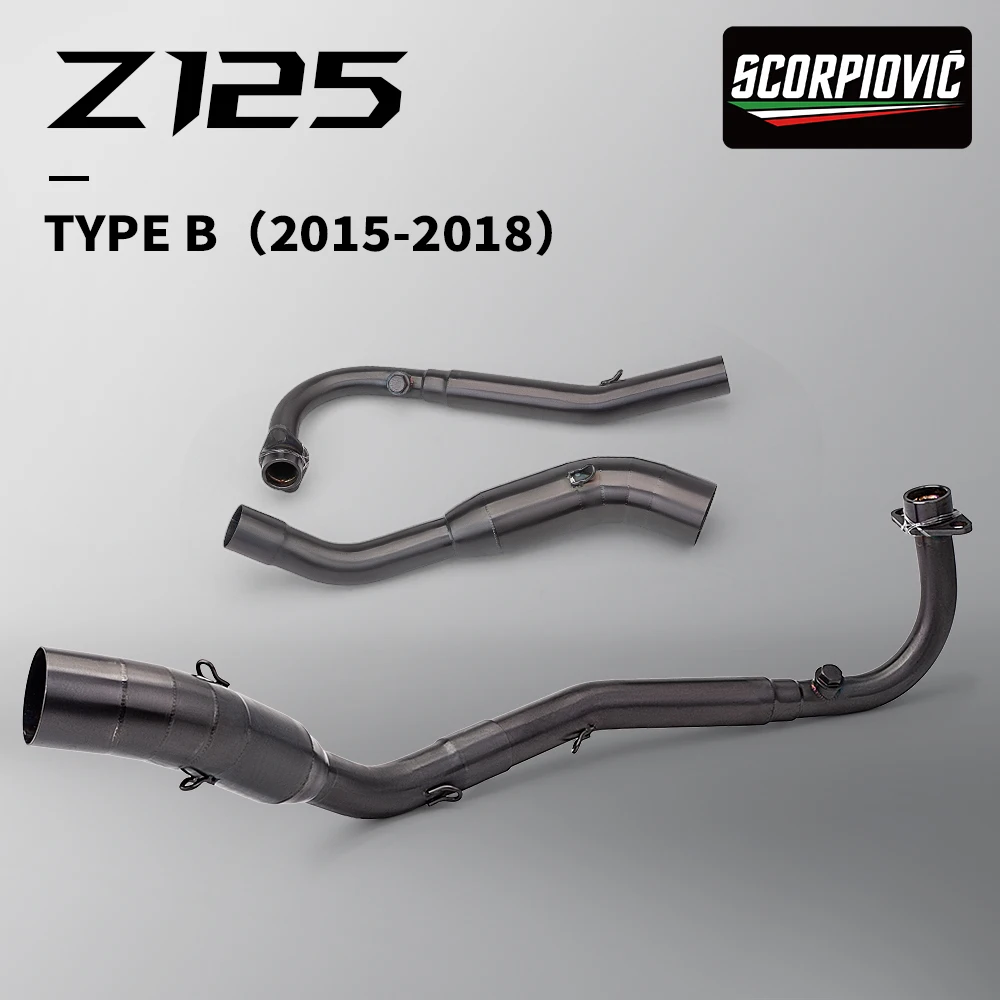 الانزلاق على ل Z125 Z125Pro حتى 2018 دراجة نارية نظام العادم الجبهة منتصف وصلة الأنابيب 51 مللي متر الخمار الهروب تعديل 51 مللي متر كاتم الصوت