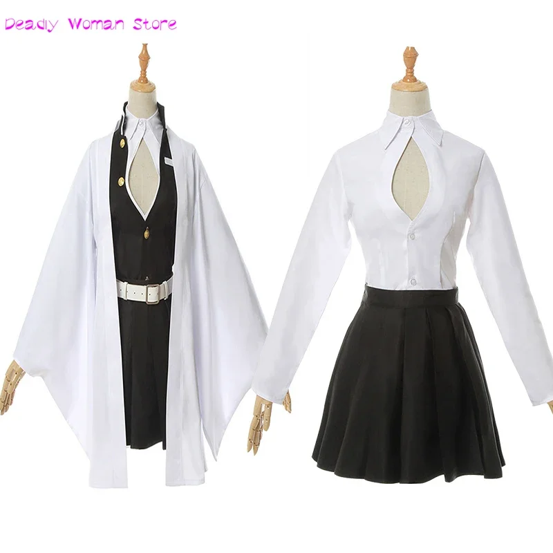 Auf Lager Kanroji Mitsuri Cosplay Kostüm Perücke Anime japanische Kimono Halloween Party Outfits für Frauen Mädchen komplettes Set