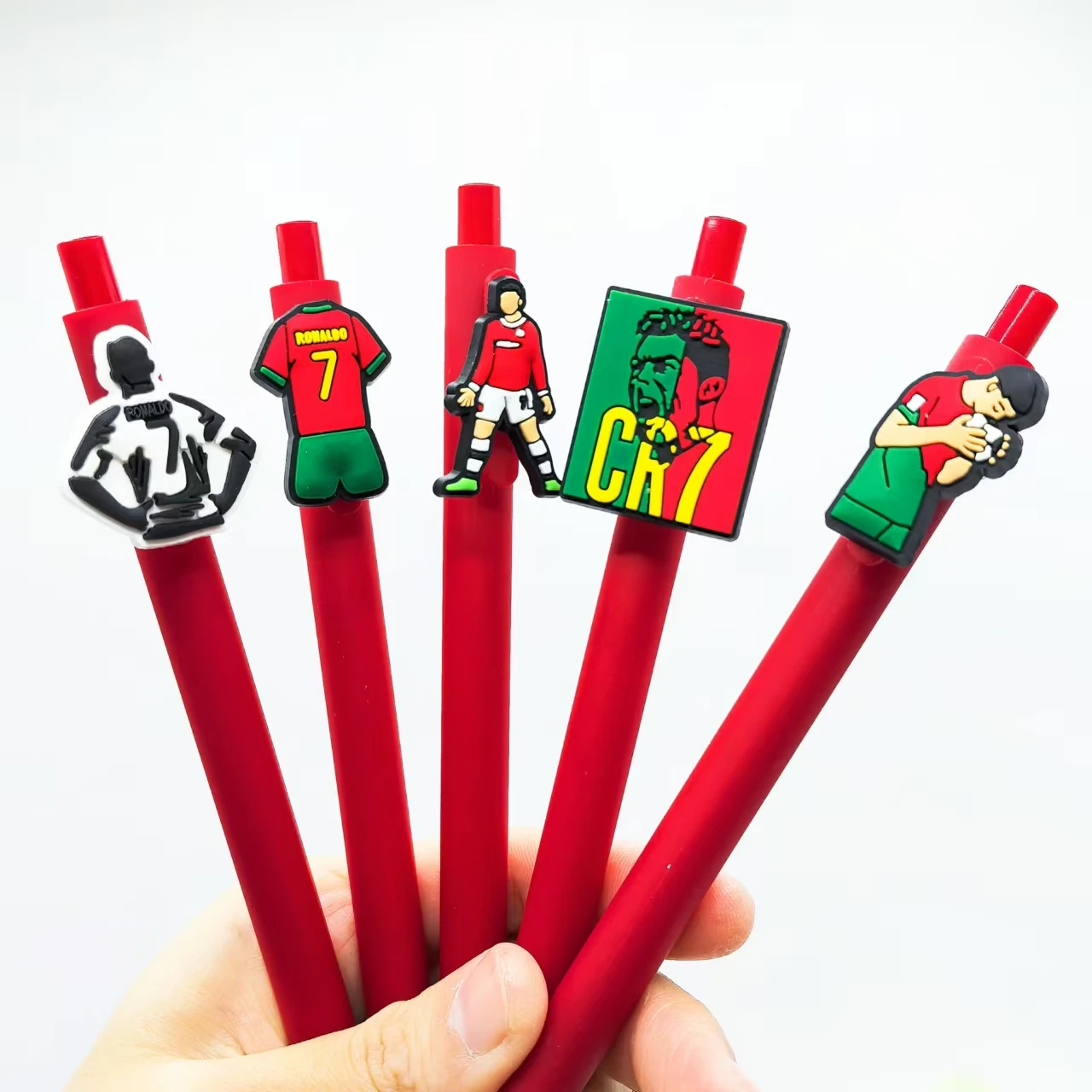 10PCS football CR7 styling pen, red series ballpoint pen, love football gift pen, random style