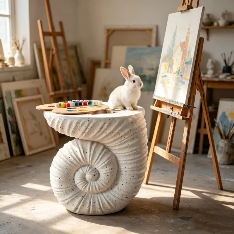 White spotted shell side table, simple living room decoration coffee table