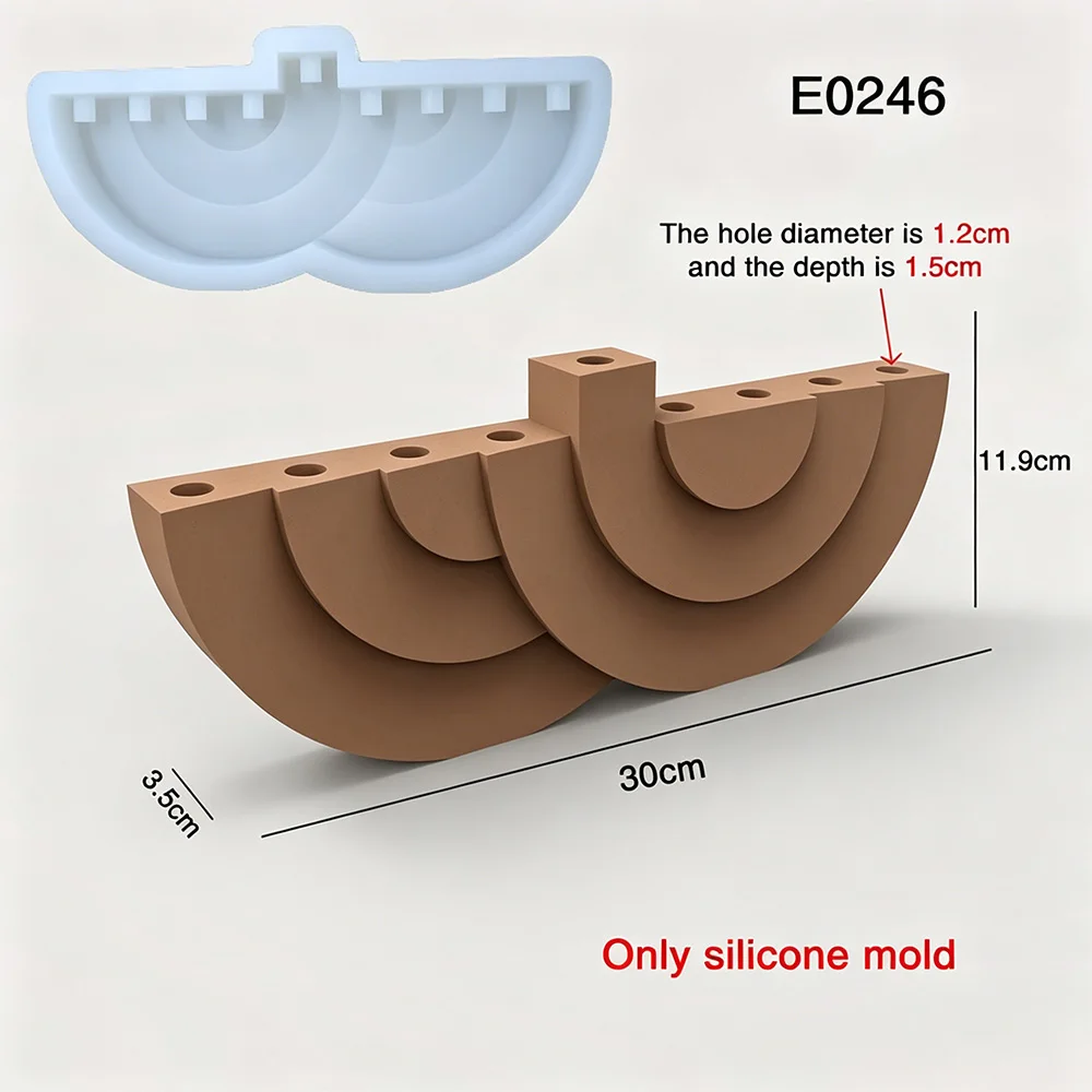 Moule en silicone pour menorah de Hanouka, kit de fabrication de bougies DIY à 9 trous – Moule souple antiadhésif pour la décoration des fêtes juives