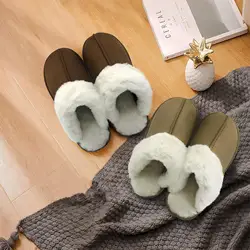 2024 Winter Minimalist Warm And Thick White Plush Women's Slippers