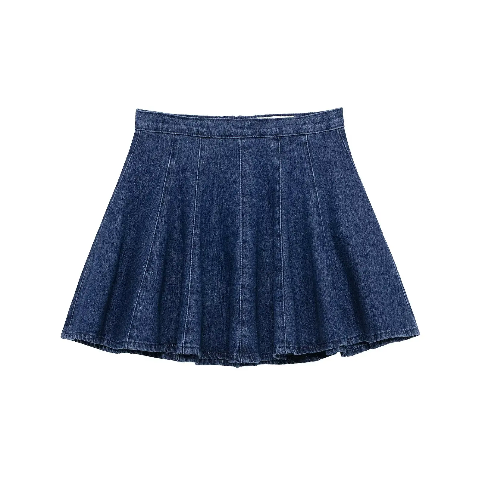 

Denim Skirt Women Casual Loose High Waist Pleated Mini Skirts 2025 New Summer Vintage Chic Hem Rear Zipper A-line Short Skirts