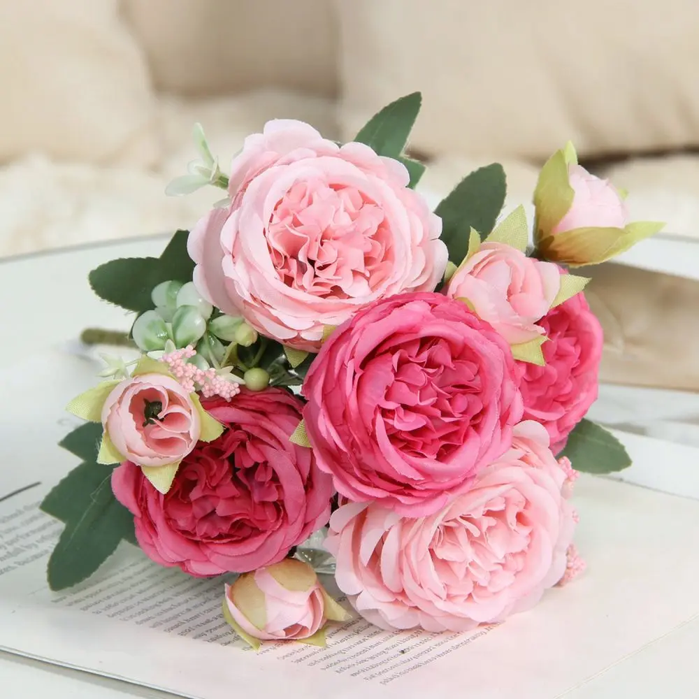 Beautiful Faux Silk Persian Rose Bundle Realistic Flowers For Home Decor Wedding Party Table Arrangement Ornament