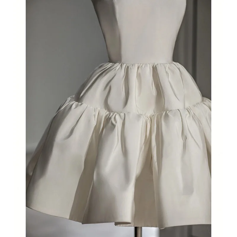 2023 Kawaii corto suave satén blanco Vestido de novia perfecto encantador princesa vestidos de baile nupciales Color hecho a medida Vestido de novia