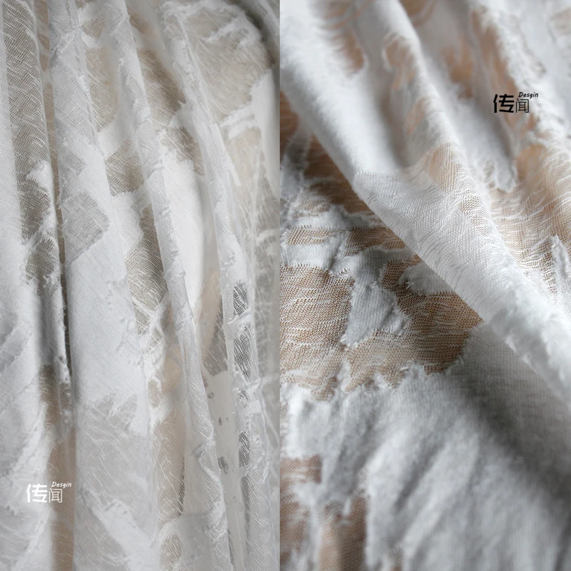 

Fabric Wide 155cmx50cm White See-through Broken Jacquard Irregular Texture Elastic Creative Diy Dress Spring and Autumn Clothing