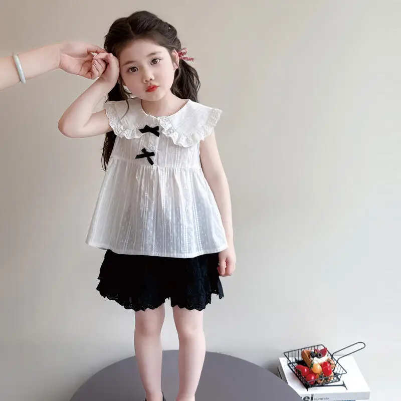 Sweet Lovely Girl Summer Outfit Set New Princess Fashion T-Shirt Korean Version Children's Shorts Casual Summer Two-Piece Set