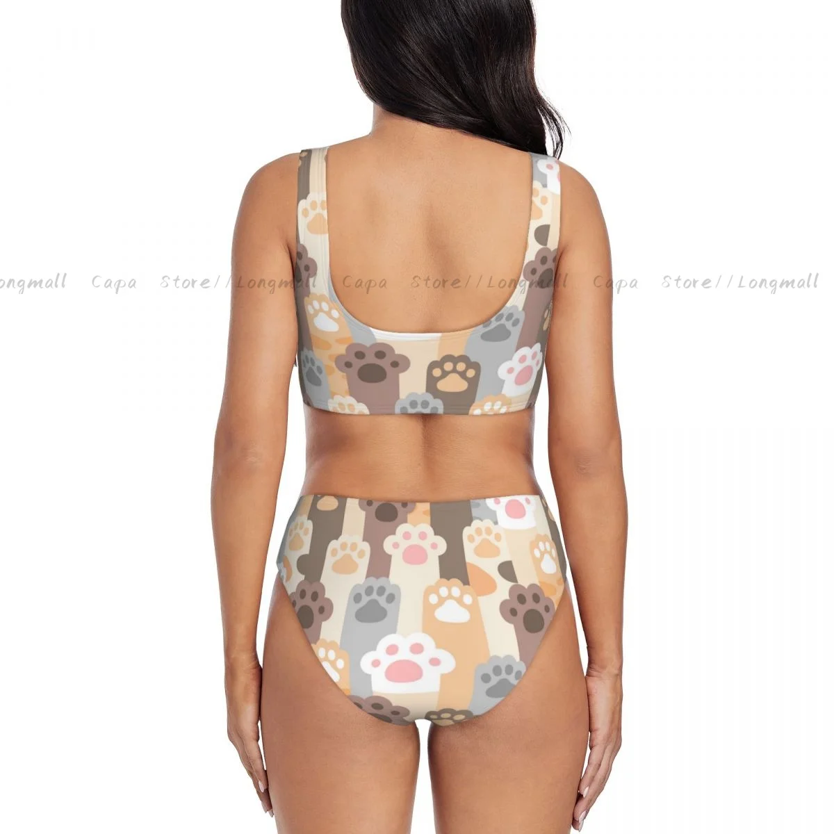 Sexy Bikini Set Kat Poot Voetafdruk Badmode Vrouwen Twee Stukken Badpak Beachwear Vrouwelijke Badpakken