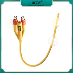 MTS 3 way urethral catheter double balloon latex foley catheter silicone coated sterilized male sex urinary catheter