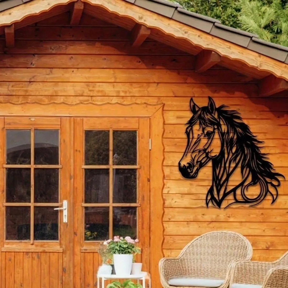 Metal Horse Wall Art Decor, Waterproof Rustproof Equestrian Gift for Home Office, Modern Durable Bedroom Bathroom Living Room Wa