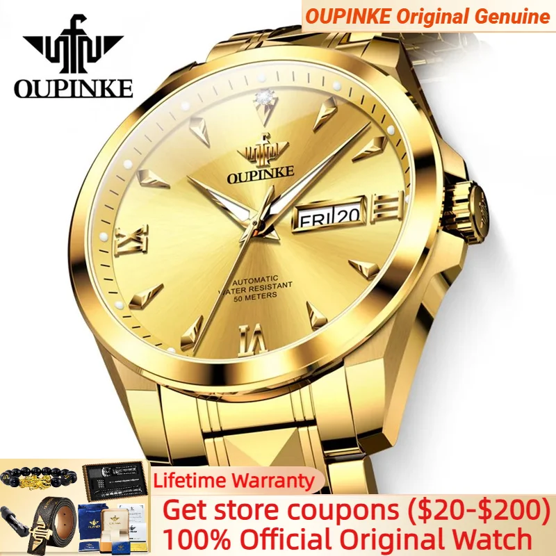 

OUPINKE 3306, эксклюзивные мужские часы, настоящие бриллианты, золотые вольфрамовые стальные импортные роскошные механические часы с автоматическим механизмом