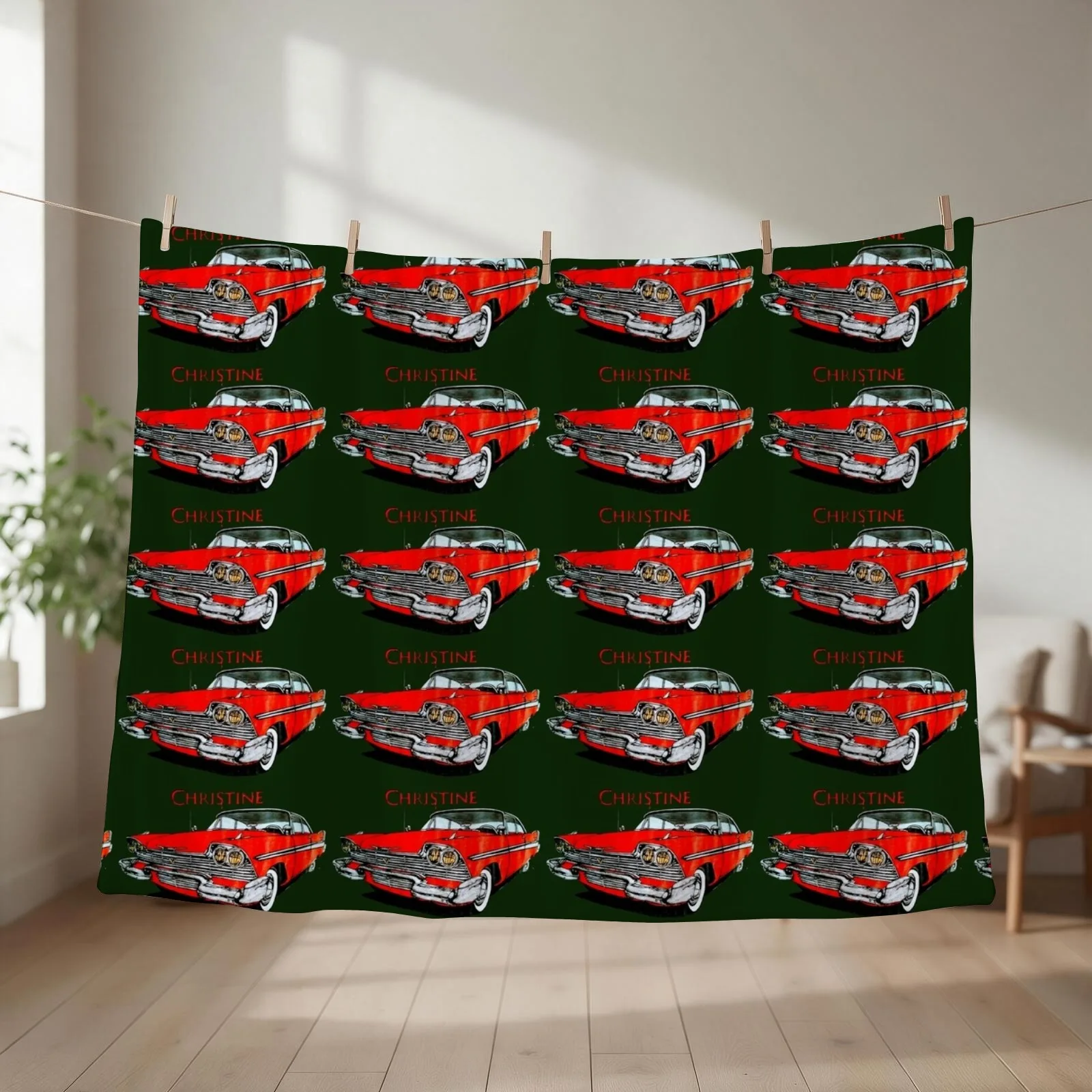 Christine the car Throw Blanket couch cozy soft plush fuzzy picnic outdoor blanket