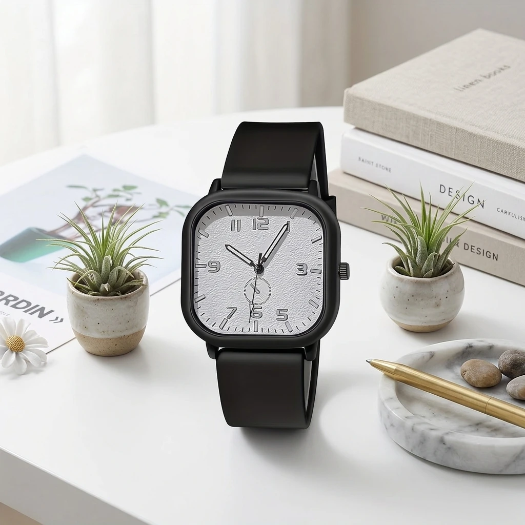 

Women's Square Quartz-Watch Silicone Strap Digital Display Waterproof Wristwatch For Daily Use