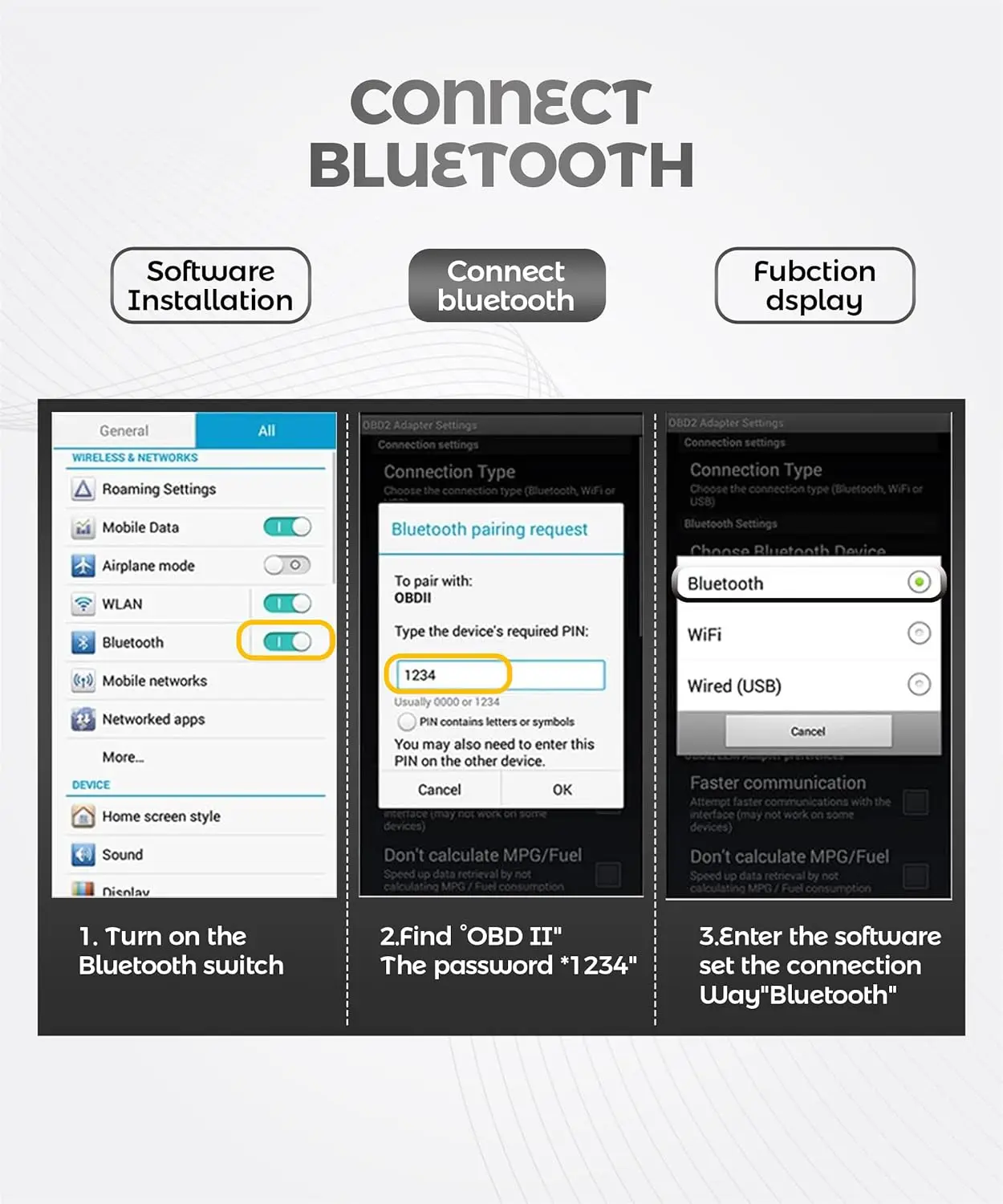 الماسح الضوئي OBD2 بلوتوث، أداة تشخيص السيارة، قارئ رمز المحرك، متوافق مع أندرويد، ويندوز، مناسب لمعظم المركبات 12 فولت