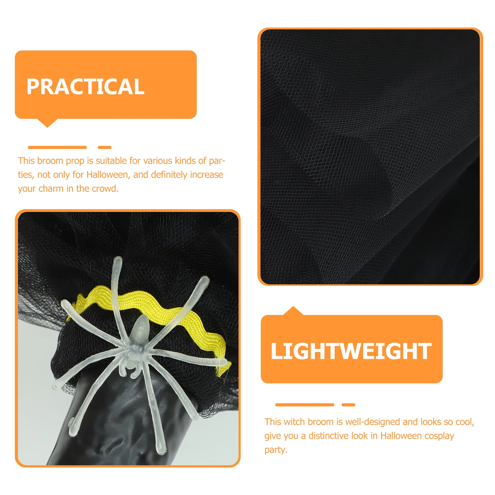 Balai de sorcière en plastique noir, décor d'halloween, balai de sorcière, accessoire de fête, Costume d'intérieur pour enfant, Festival de scène Cosplay
