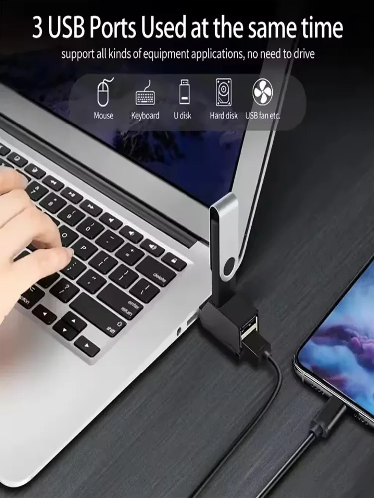 Adapter USB 3.0 HUB Rozdzielacz Mini Splitter Box 1 na 3 Porty Szybki USB 2.0 do PC Laptopa Dysk USB Czytnik Kart — zdjęcie 2