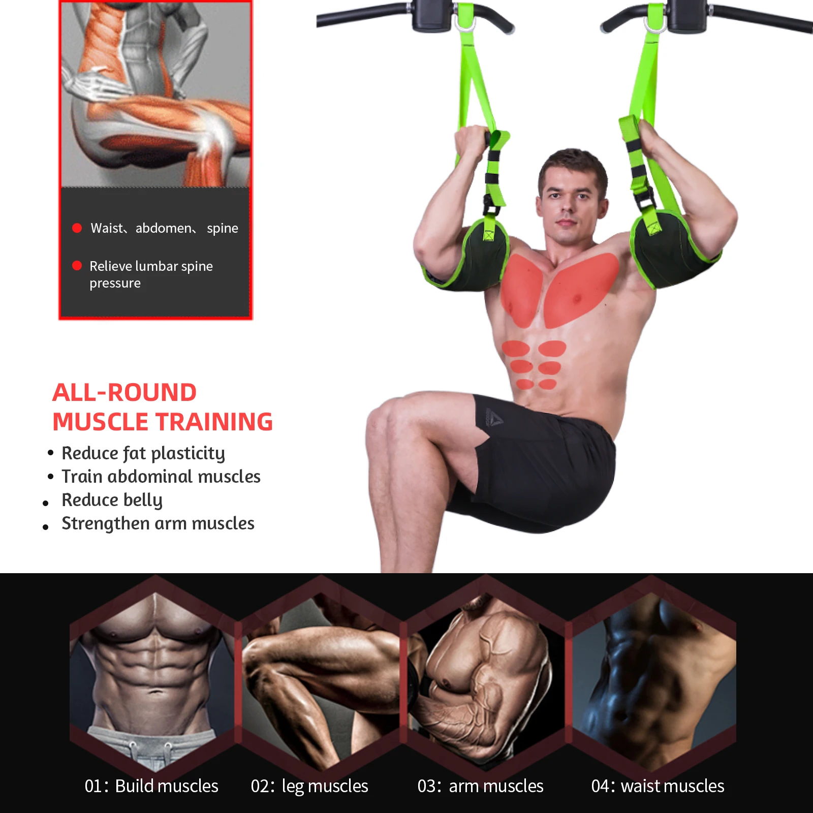 Straps for Pull Up Bar Hanging (Pair), Gym Ab Sling Straps for Arm Pull up Workout Support for Training Knee and Leg Raises