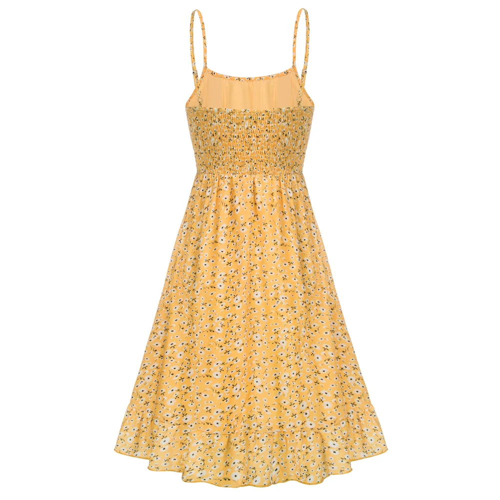 GK 여성용 정의 허리 캐미 드레스, 스파게티 스트랩, 프릴 밑단, A 라인 드레스