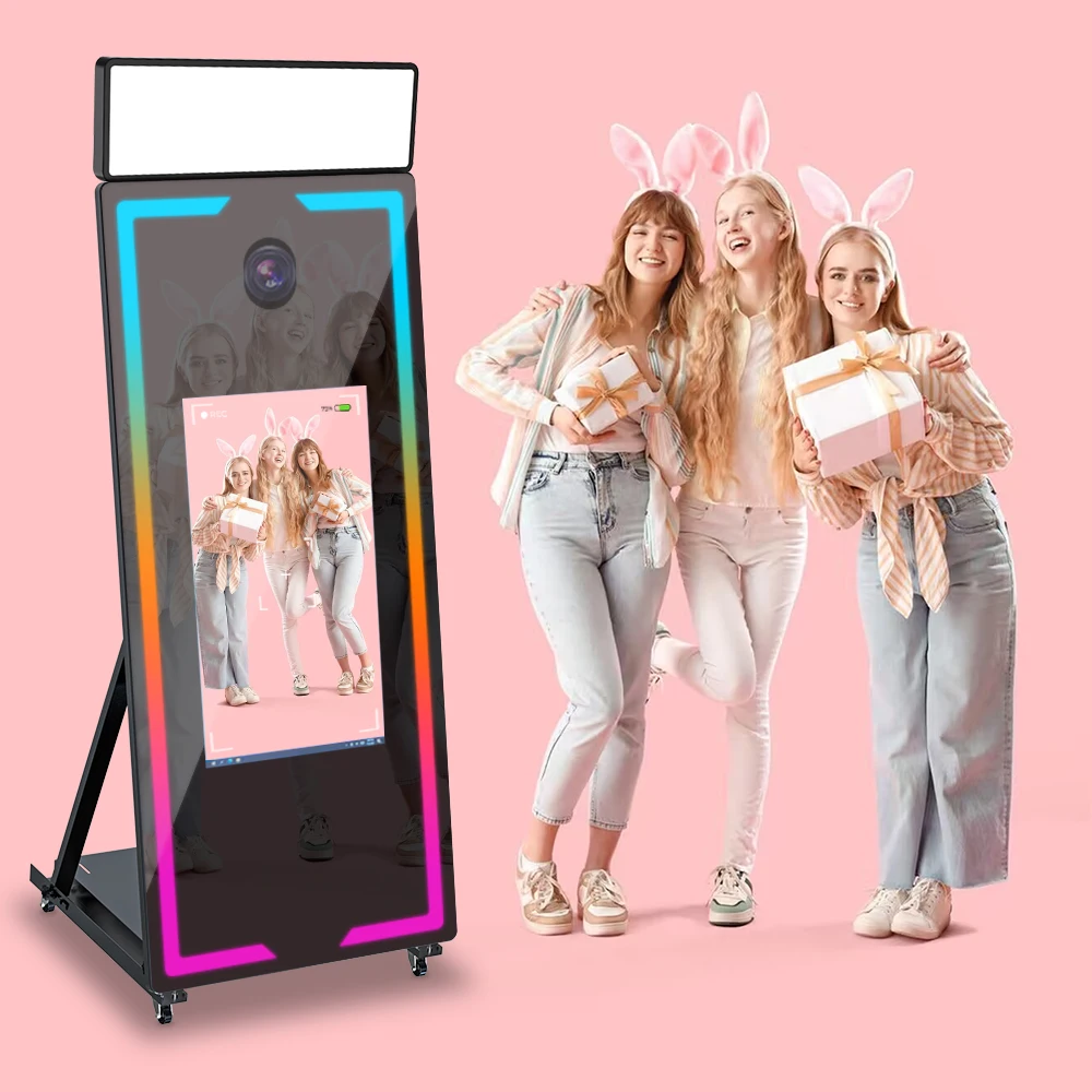 Magic Mirror Photo Booth Machine 65inche 45inch With Flight Case Touch Screen Camera Booth For Party Events