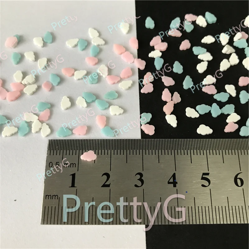 Prettyg 1 Doos Kleurrijke Cloud Vorm Plakjes Levert Polymeer Zachte Klei Diy Decoratie Voor Fimo Resin Nail Art Slime Cake dessert