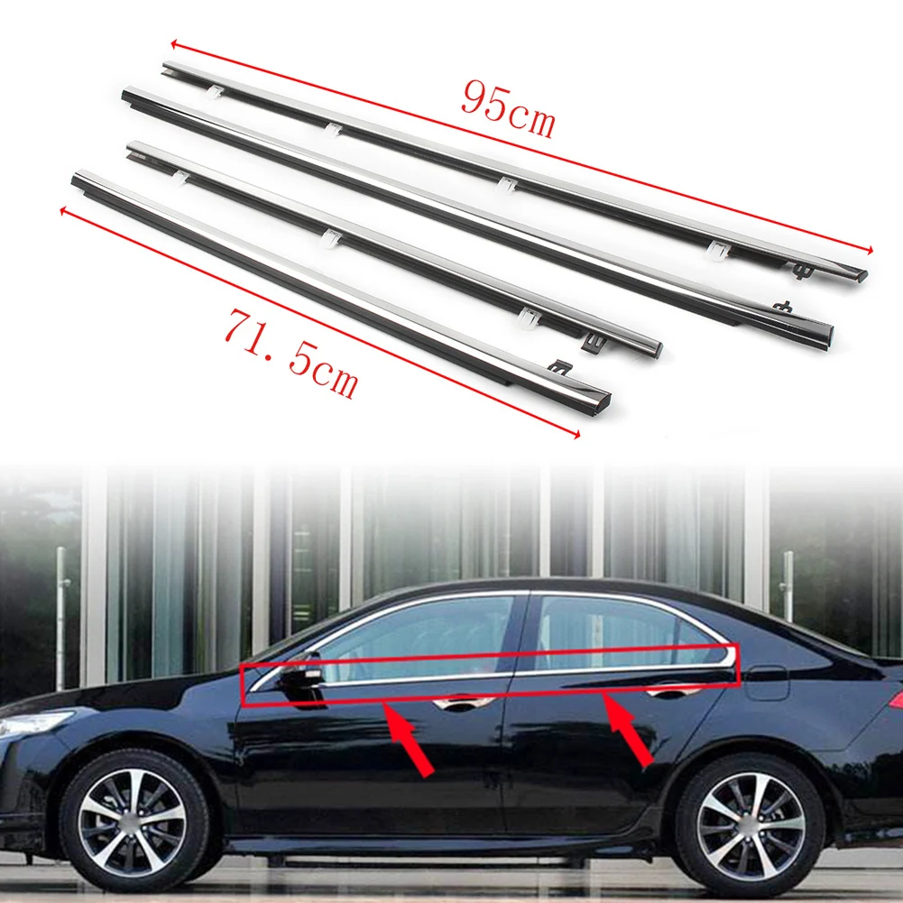 4Pcs Car Weatherstrip Moulding Trim Door Window Seal Belt Molding Trims For Honda Spirior 2009 2010 2011 2012 2013 2014 Rubber