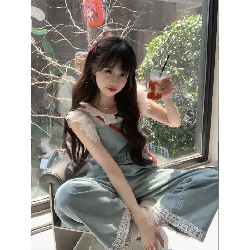 Summer Kawaii Lolita Blouse Women Bow Designer Party Slim Tops Female Casual Korean Fashion Bandage Sweet Elegant Blouse 2023